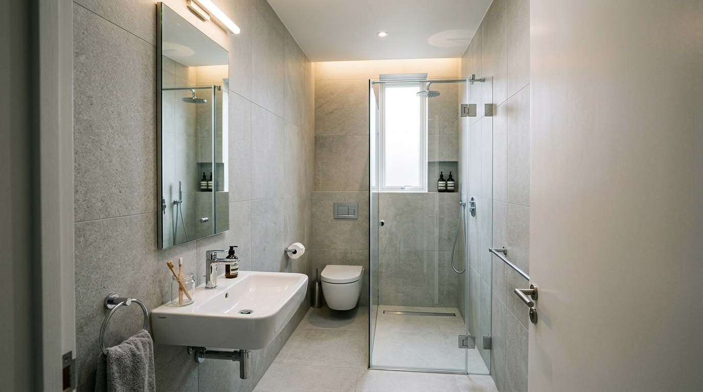 Use a clear glass look to keep the room visually open